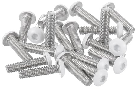 QUARKZMAN 20 Pcs Viti A Testa Tonda Con Innesto Esagonale M4-0.7 X 16mm, Bulloni In Acciaio Inox 304 Filettatura Completa Finitura Brillante Viti Per Mobili Elettrodomestici, Bianco