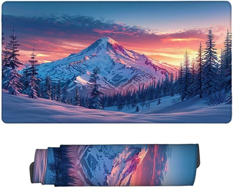 Tapis de Souris de Jeu, 700 x 400 mm XXL Grand Tapis Souris Gaming, Antidérapant Étanche, Extended XXL Long Clavier Mouse Pad, Accessoire Bureau, pour Gamer, Ordinateur, PC (Montagne de Neige) Z-933