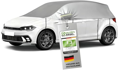 WALSER Presenning bil All Weather, presenning vattentät, 100 % väderbeständig bilpresenning, bilöverdrag utomhus, bilöverdrag vattentät, bilpresenning halvgarage storlek 2 personbilar silver