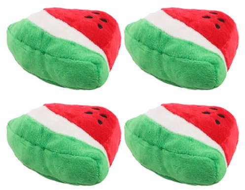 YARNOW Lot de 4 Set de Jouets pour Chien en Peluche Triangulaires Pastèque Couinante, Peluche Douce et Colorée, Jouets Interactifs Mignons pour Chiots, Adaptés la Maison Sorties