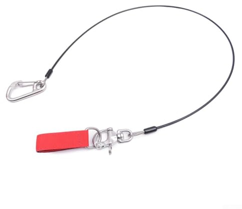 Zilimontt Cordino in acciaio inossidabile 316 per apnea con design riflettente di sicurezza, corda regolabile in neoprene da 1,1 m per immersioni, snorkeling e sport subacquei (cinturino da 2,5 cm)