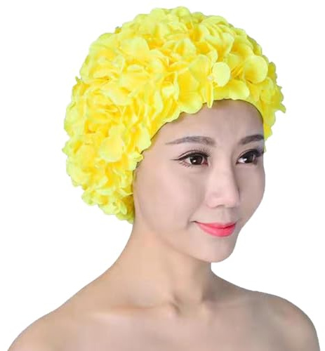 Gorro de baño de para mujer, diseño de pétalos de silicona, gorro de natación, cubreoídos protectores, sombreros acuáticos, gorro de playa para piscina impermeable | Gorros confort