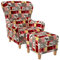 Supellex Ohrensessel »Sofia«, Design Schwedisch-Landhaus Patchwork, Elch, Hirsch, rot (Design-Nr.: 5101), wahlweise mit Hocker