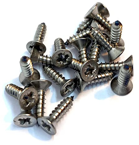 No.6 x 1/2 (3.5mm x 12mm) Pozi Countersunk Self-Tapping Screw DIN7982 - A4 (316) Stainless Steel (Pack of 20)
