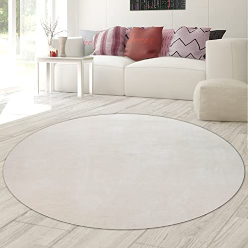 Teppich-Traum Alfombra Shaggy Alfombra Shaggy Alfombra Shaggy Flokati en Crema, 160 cm Redondo