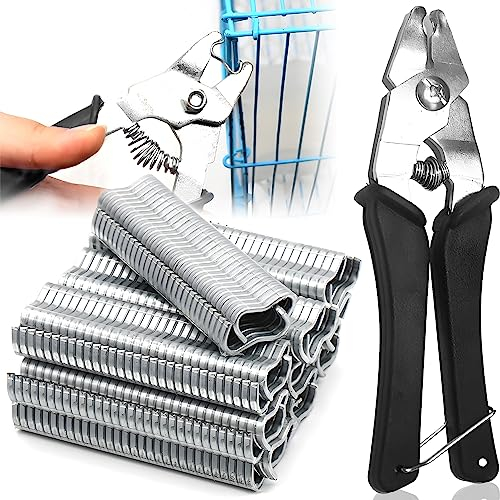 Alicates de Fijación de Alambre Con 1200 Clips M Para Anillos de Cerdo y Grapadora Para Cercas, Jaulas, Vallas y Cercas de Animales