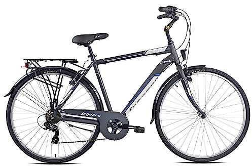 Legnano Cesenatico L440, City Bike Uomo 28 pollici, Colore Grigio Scuro Matt, Bianco e Blu, Taglia 54