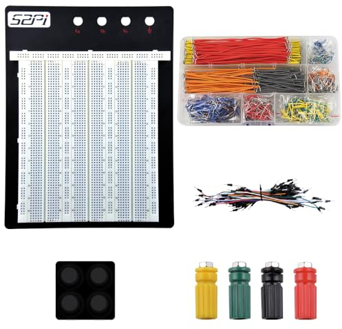 GeeekPi Solderless Breadboard with Black Metal Black Plate and U-Shape+65PCS Pure Copper Jumper Wires for Arduino/Raspberry Pi/Prototyping/Circuit (2390 Tie-Points)