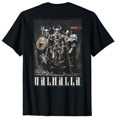 Valhalla Odin Thor Runas Casco Guerrero Backprint Vikingo Camiseta