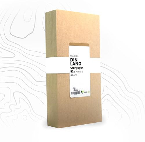 nature-eco 50 Blatt Kraftkarton dickes braunes Kraftpapier DIN lang 21 x 10,5 cm extra dick 380 g/m² als Bastelkarton oder Kreativkarton Papier Pappe oder stabiler Karton zum basteln