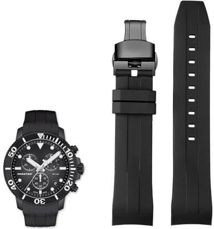 Clouismus 22mm Silikon Uhrenarmbänder Für Tissot T120417 T120407 Quarz Zifferblatt Gummi Sport Männer Armband Armband Wasserdicht(Black black)