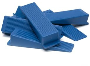 Fliesenkeile – 100 Stück aus robustem Kunststoff: Vielseitige Abstandshalter für Fliesen und Laminat, Montagekeile, Niveliersystem (Blau)
