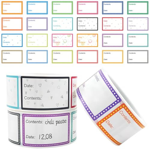NLONLL 1500 Stück Gefrieretiketten zum Beschriften Klebeetiketten Haushaltsetiketten Selbstklebend Datum Etiketten Tiefkühletiketten Datumsaufkleber für Küche Marmelade (25 x 40 mm, 3 Stile)