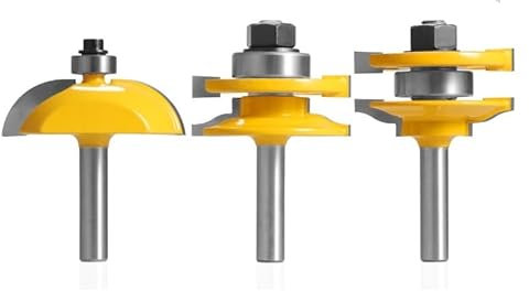 1/2/3PCS 8MM Shank Rail Stile Bit Router Bit Alloy Tungsten Carbide Cutters Woodworking Milling Cutter For Wood Bit Face Mill(3pcs 8mm shank)