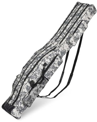 Dokeno Rutentasche 150 cm 3 Schicht Angeltasche Tragbare Angelrutentasche Wasserdicht Rod Case Angelkoffer Futteral mit Tragegurt für Angelruten, Kescher, Rutenhalter und Angelrute Werkzeuge