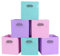 powerking Fabric Storage Box Bins, 6 Pack Foldable Cloth Storage Cube Organizer Drawer with Metal Handle For Closet And Toys Storage,Lavender+Light Blue+Pink