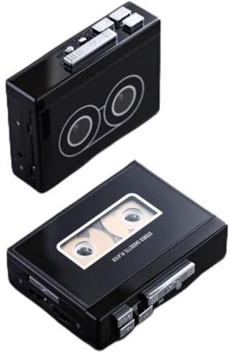Protable kassettbandspelare, BT 5.0 FM kompakt vintage kassettbandspelare med hörlursuttag och förvaringsväska, drivs av DC5V eller AA-batteri (A) (B)