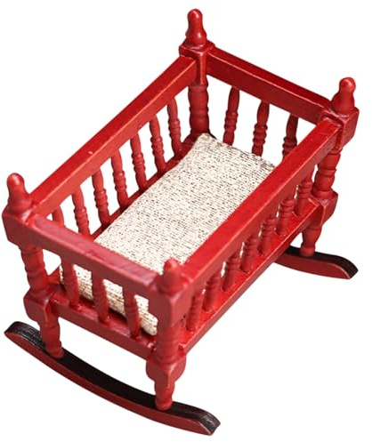 Puppenbett aus Holz – Puppenbett im Maßstab 1:12, Kinderzimmermöbel für Puppen, Babybett aus Holz, Miniaturbett, Bastelzubehör, Realistisches Puppenhaus