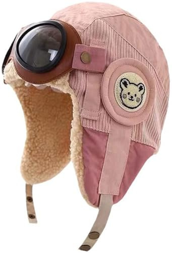 Yixda Baby Kinder Wintermütze Fliegermütze Jungen Mädchen Warme Pilotenmütze Winddichte Earflap Trapper Hut (DE/NL/SE/PL, Alphanumerisch, Einheitsgröße, B01 Rosa)