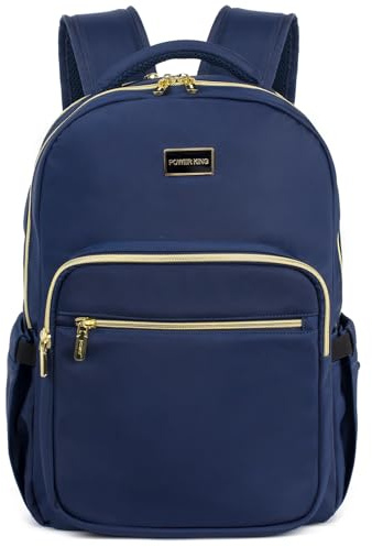 POWER KING 15.6'' Laptop Backpack Womens/Mens, Waterproof Rucksack Bag with Anti-theft Pouch, Lightweight Small Backpack Casual Daypack for Travel/College/Work (Navy Blue, 25L)