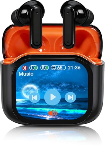 Auriculares in-ear Bluetooth, auriculares inalámbricos ANC con pantalla táctil, Bluetooth 5.4, cancelación de ruido ANC, auriculares in-ear con pantalla, control estéreo de alta fidelidad y control