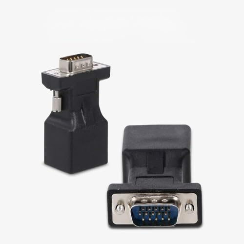 Dioche VGA-adapter RJ45 VGA Till RJ45-adapter - Hane Till Ethernetportomvandlare för CAT5e/CAT6 Nätverkskabel - 100FT Signalförlängning - Plug and Play, Hållbar Design