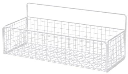 Wall Storage Basket Metal Wire Storage Baskets, No Drill installation, Household Goods Storage Basket Wall Mounted Storage Basket for Cabinets, Pantry, Closets,Bathroom, Kitchen,Bedroom (White)