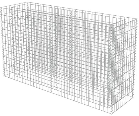 yorten Gabionen Hochbeet Gabionenkörbe befüllbare Steinkörbe aus Stahl, Drahtkorb Gabione Pflanzenkorb 180 x 50 x 100 cm (L x B x H) Silbern