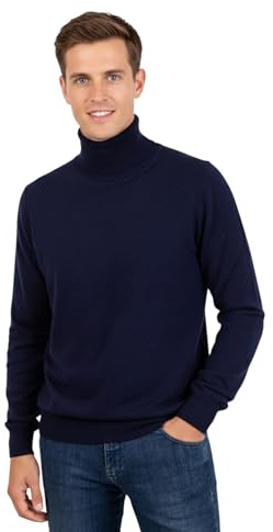 Marenza Dolcevita Uomo Misto Cashmere Maglione Manica Lunga Made in Italy (XL, Blu)