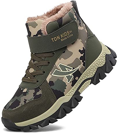CERYTHRINA Zapatos de senderismo para niños, niñas, zapatos de trekking, impermeables, cálidos, forrados, botas de invierno, para nieve, exteriores, antideslizantes, para invierno, Felpa, 31 EU