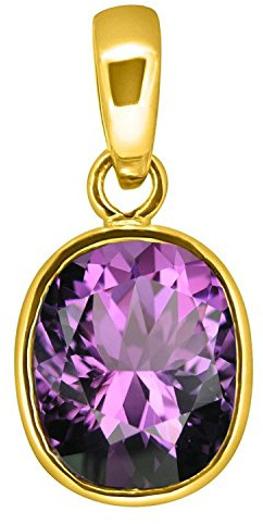 Accurate Traders 5 Ratti ametist panchdhatu hänge (4,6 karat) Origional och certifierad av GLI naturlig Katela ädelsten/Jamunia sten panch Dhatu medaljong för män och kvinnor för astrologiska ändamål