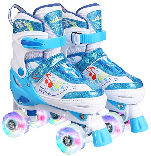 Hikole Rollschuhe Jungen Verstellbar Kinder Rollschuhe Mit ABEC 7 Carbon Kugellagern Rollschuhe 31 Jungen Kinder Rollschuhe Ab 7 Jahre Rollschuhe Jungen Blau, M (31-34)