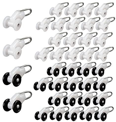 Hazrcvr Gardinenschiene Schienenrolle 40 Stück Gardinenschiene Rollen Gardinenhaken Duschvorhang Laufrollen Vorhangschiene Riemenscheiben Gardinenröllchen Faltengleiter Richtungsrolle