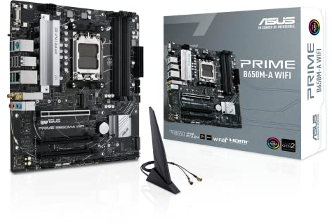 ASUS Prime B650M-A WIFI Gaming Mainboard Sockel AMD AM5 (Ryzen 7000, micro-ATX, DDR5 Speicher, PCIe 5.0, WiFi 6, BIOS Flashback, USB 3.2 Gen 2, Aura Sync)