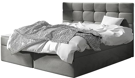 Mirjan24 Boxspringbett Gazel mit 2 Bettkasten, Bonell-Matratze und Topperr, Continentalbett, Polsterbett, Amerikanisches Bett, Ehebett, gepolstertes Kopfteil (Manila 16, 160 x 200 cm)
