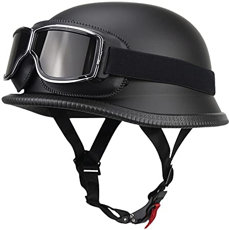 Deutsch Helm Halboffenen Vintage Öffnen Motorradhelm Halb-Helm ECE-Zertifizierung Chopper Helm mit Sonnenbrille für Mopeds Cruiser Vintage Jet Helm Schnellverschlussschnallen M-XXL