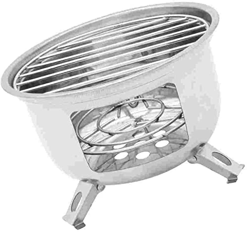 TEmkin Holzkohlegrills, Herd, Camping, Grill, Grill, Butanbrenner, Edelstahl, rund, klein, Gas, Holzkohle, Outdoor, Rucksackreisen, Kochen, tragbar, Räucherofen