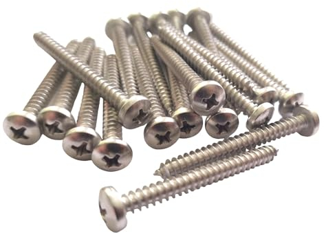 4.8mm x 60mm Pozi Pan Self-Tapping Screws - Marine Grade Stainless Steel (Pack of 20)