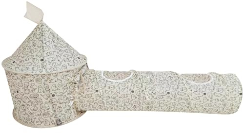 Katzentunnel für Hauskatzen, zusammenklappbarer Katzentunnel mit 2 Löchern und hängendem Ball, großer Kaninchentunnel mit Zelt, Katzen, Kätzchentunnel, Kaninchentunnel, Katzenröhre, Katzenzelt, Spielz