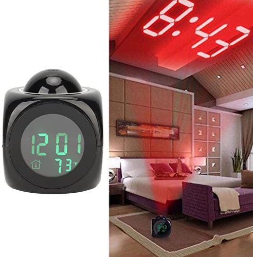 Leopacat Sveglia con Proiettore Soffitto,Display Temperatura Digitale LED Orologio da Tavolo Schermo Grande Allarme con Proiettore Caricatore USB Temporizzazione Vocale per Camera Letto Ufficio Casa