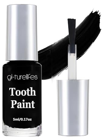 GL-Turelifes Tooth Paint Makeup, Black Tooth Painting Cream, Safe, Quick Dry & Realistic, Creating Black Out Tooth Makeup & Missing Teeth SFX for Halloween, Cosplay, Theater (5 ml) (Black)