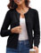 GRACE KARIN Elegant Damen Kurze Cardigan Leichte Casual Bolerojacke Strick Langarm Jacke Knopfleiste Cardigan S Schwarz
