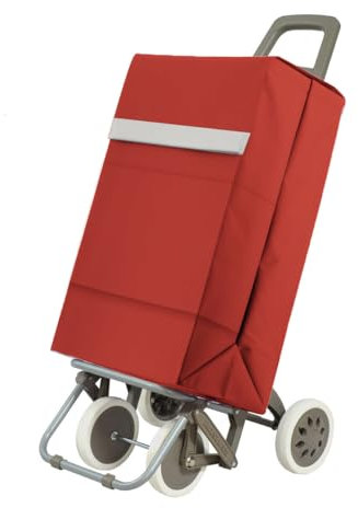Carro de Compra Plegable Ligero, 100x41x33cm, Capacidad 48 litros, 4 Ruedas, Empaque Cartón Reforzado (Rojo)