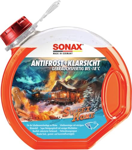 SONAX AntiFrost+KlarSicht bis -18 °C gebrauchsfertig Sweet Home (3 Liter) schneller, schlierenfreier und effektiver Scheibenreiniger für den Winter | Art-Nr. 01364000