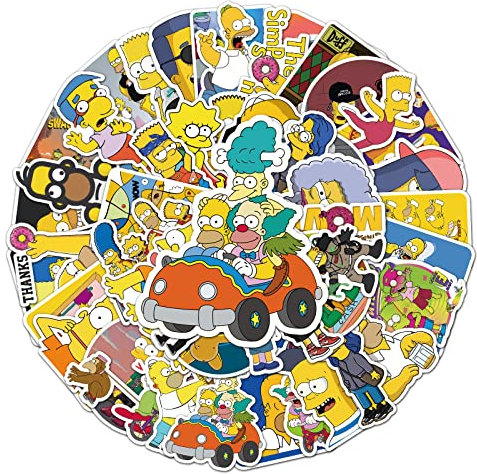 50 Stück Simpson Laptop Aufkleber, Wasserfeste Sticker – DIY-Dekoration für Fahrräder, Autos, Laptops & mehr