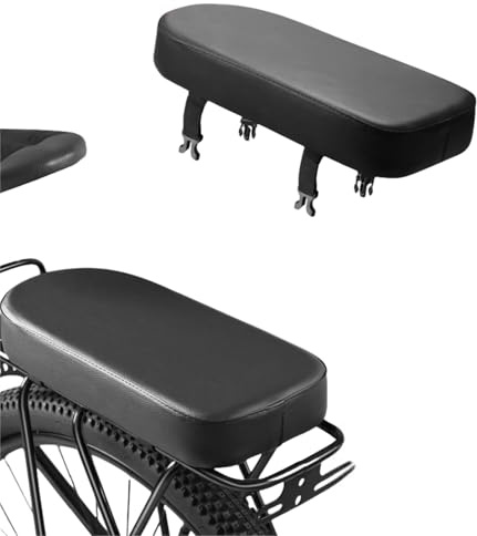 LEXICANMHS Cuscino per sedile posteriore per bicicletta, sella posteriore per bicicletta in PU nero, comodo sedile per bicicletta, cuscino per ripiano posteriore per mountain bike,31 * 15 * 4 cm