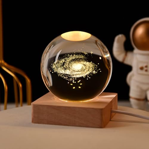Keruidian Bola de cristal personalizada con luz LED nocturna para dormitorio, oficina, regalo, boda, pareja, padres, mascotas, fotos, regalos de recuerdo (6 cm)