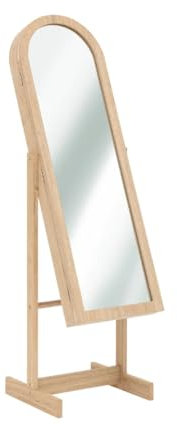 PEGANE Armoire à Bijoux avec Miroir Nora Coloris Effet Bois Naturel - Longueur 42 x Profondeur 37,5 x Hauteur 145 cm