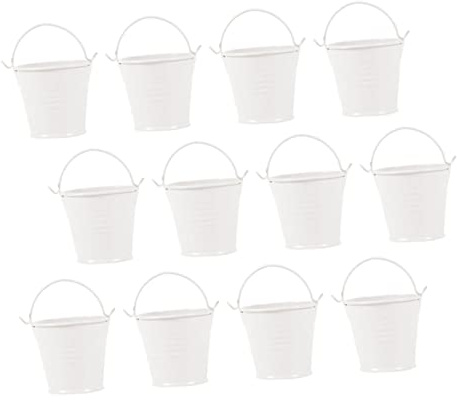 ROMISBABA 12 pièces Seau Mini Pot de Fleurs Rétro Créatif Seau de Jardinage Compact pour Petites Plantes et Rangement Couleur Blanc Cassé