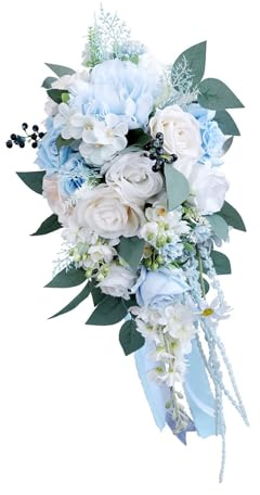 Ramo de novia en cascada de flores artificiales de mano para fotos de boda, fiesta, graduación, ramo de flores